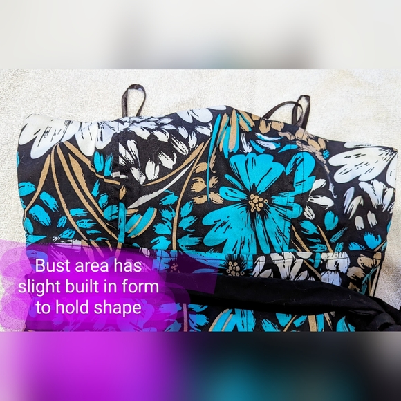 Vintage le chateau size med strapless mini dress, EUC, teal floral pattern - Picture 8 of 16